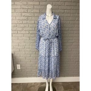 Mi ami Floral Balloon Sleeve Midi Dress Size M